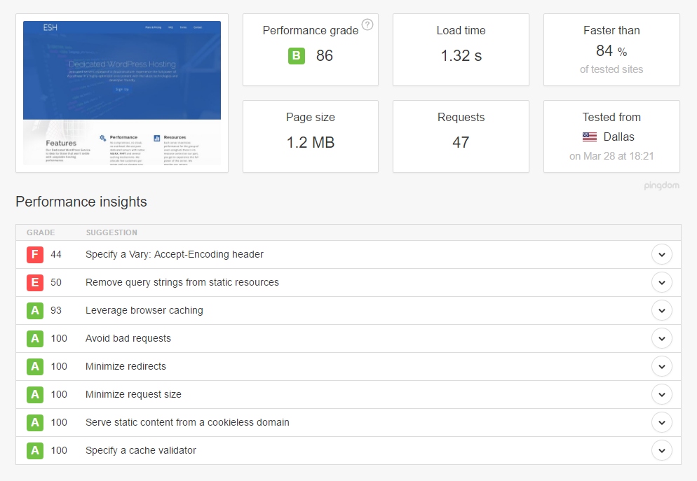 Speed up WordPress pingdom-tools-before-01
