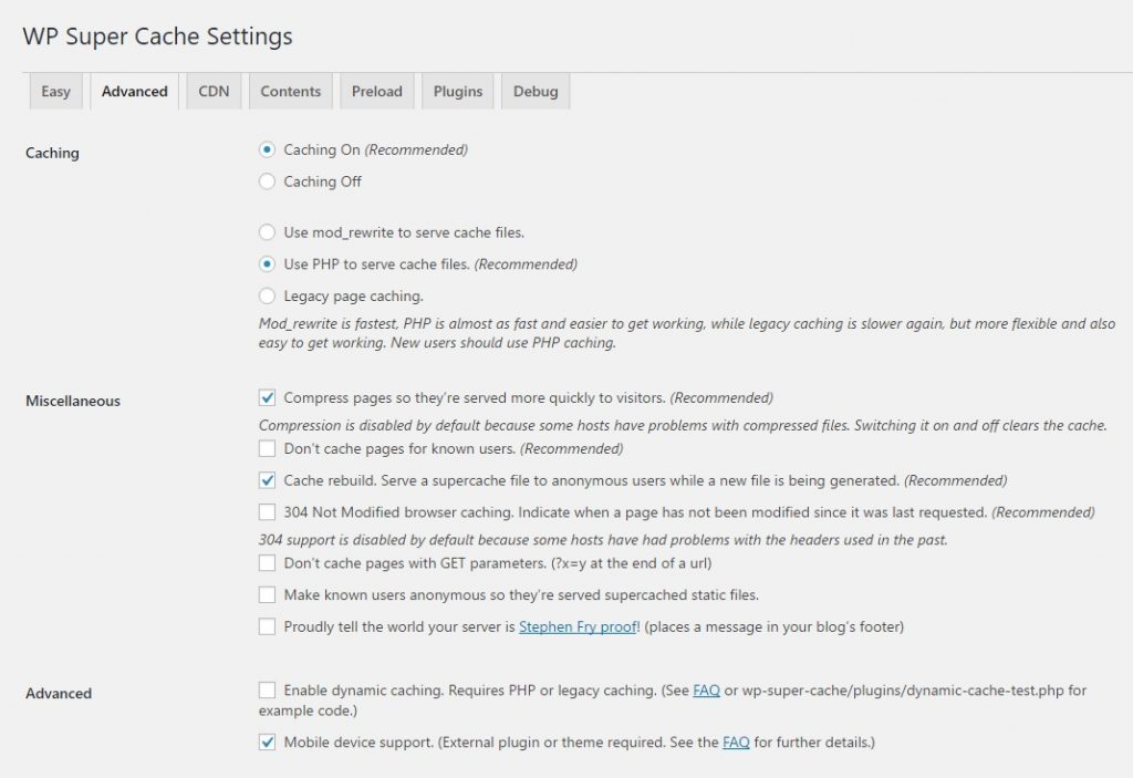 Speed up WordPress wp-supercache-02